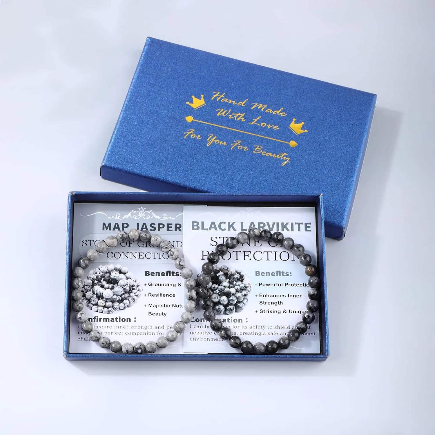 NCB 2-Piece 6mm Natural Crystal Gemstone Stretch Bracelets | Handmade Reiki Energy Healing Jewelry for Meditation, Yoga, Unisex - view 4