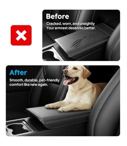 Wigoo Auto Accessory for Tesla Model Y/3 Armrest Cover, Black | Non-Slip, Cushioned, Fits 2024-2026 Highland & Juniper thumbnail 4