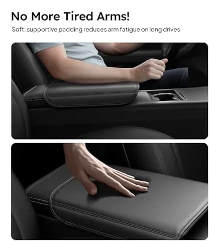 Wigoo Auto Accessory for Tesla Model Y/3 Armrest Cover, Black | Non-Slip, Cushioned, Fits 2024-2026 Highland & Juniper thumbnail 2