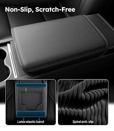 Wigoo Auto Accessory for Tesla Model Y/3 Armrest Cover, Black | Non-Slip, Cushioned, Fits 2024-2026 Highland & Juniper thumbnail 3