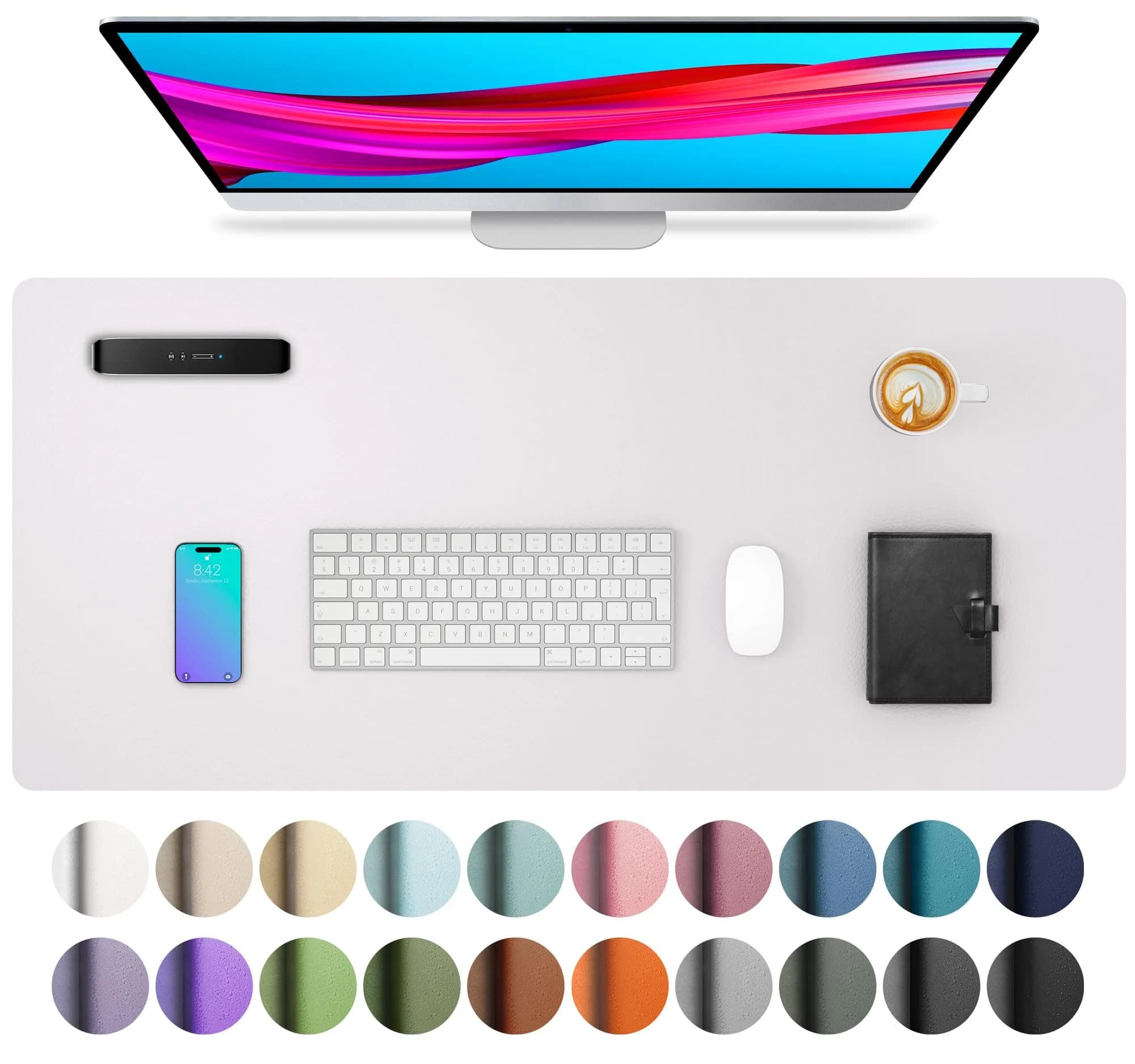 Aothia Large PU Leather Desk Pad Protector – Non-Slip Mouse Pad & Writing Mat 59.9cm x 34.8cm (23.6" x 13.7") | Professional & Durable - main product image