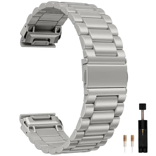 GEAK 22mm Stainless Steel Watch Band Compatible with Garmin Fenix 8/7/6/5 & Forerunner 945/935/Approach S70 47mm | QuickFit Strap thumbnail 1