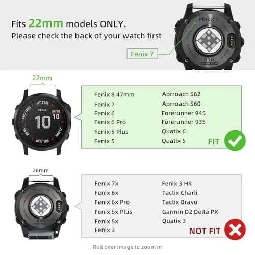 GEAK 22mm Stainless Steel Watch Band Compatible with Garmin Fenix 8/7/6/5 & Forerunner 945/935/Approach S70 47mm | QuickFit Strap thumbnail 2