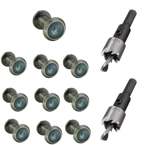 TOGU Solid Brass Door Peephole Viewer 220-Degree Wide Angle, Antique Bronze Finish | 10-Pack with Drill Bit, Fits 35-55mm Doors thumbnail 1