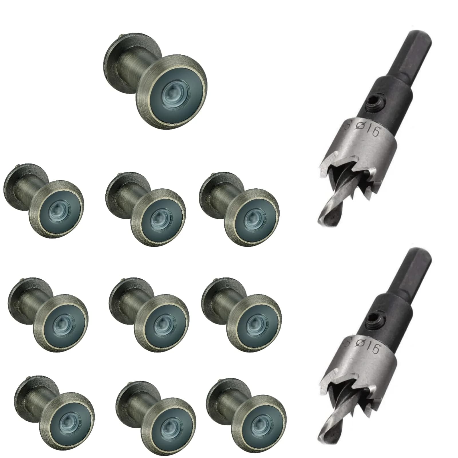 TOGU Solid Brass Door Peephole Viewer 220-Degree Wide Angle, Antique Bronze Finish | 10-Pack with Drill Bit, Fits 35-55mm Doors - main product image