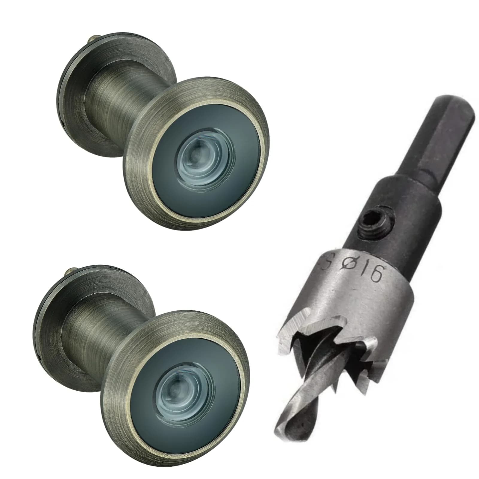 TOGU Solid Brass Door Peephole Viewer 220-Degree Wide Angle | 35mm-55mm Door Thickness, Antique Bronze Finish (2-Pack) — + Drill