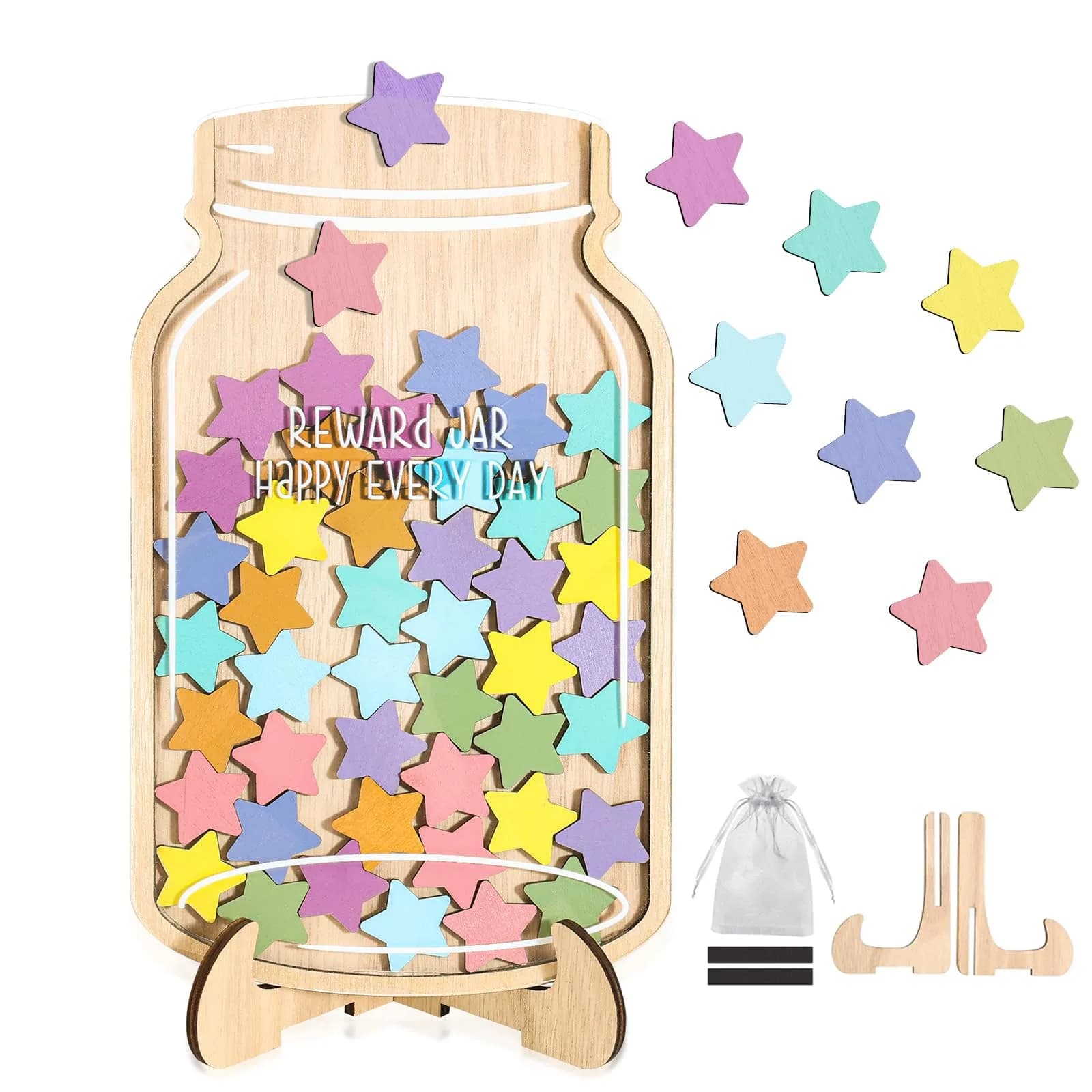 GoClimber Magnetic Reward Jar, Star Reward System for Kids, Behavior Management, Classroom & Home, 5.9*9.5in | Magnetic Star Rewards