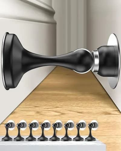 Crosize Magnetic Door Stoppers Black 8 Pack | Strong Magnetism Door Holder - main product image