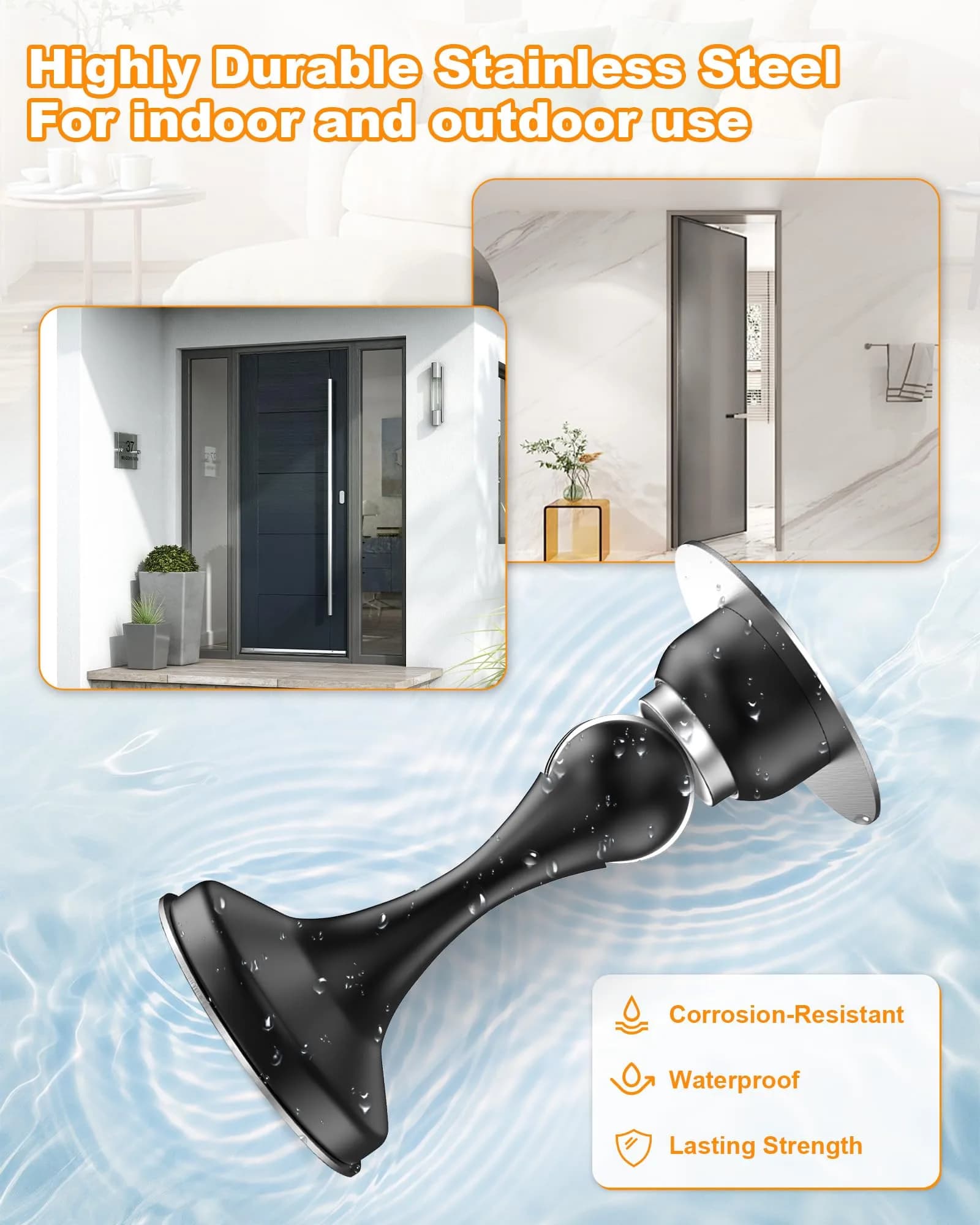Crosize Magnetic Door Stoppers Black 8 Pack | Strong Magnetism Door Holder - view 6