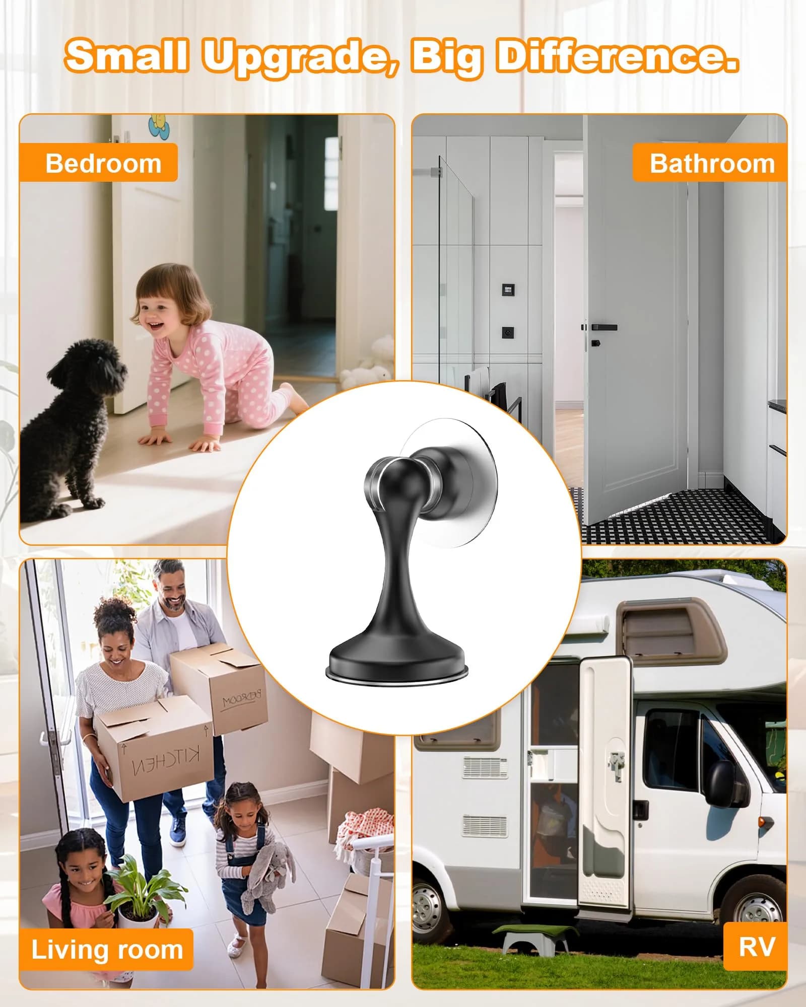 Crosize Magnetic Door Stoppers Black 8 Pack | Strong Magnetism Door Holder - view 7