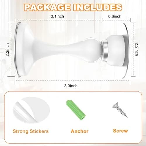 Crosize Magnetic Door Stoppers 8 Pack, Stainless Steel Door Stops, White | Strong Magnetism for Heavy Doors thumbnail 5