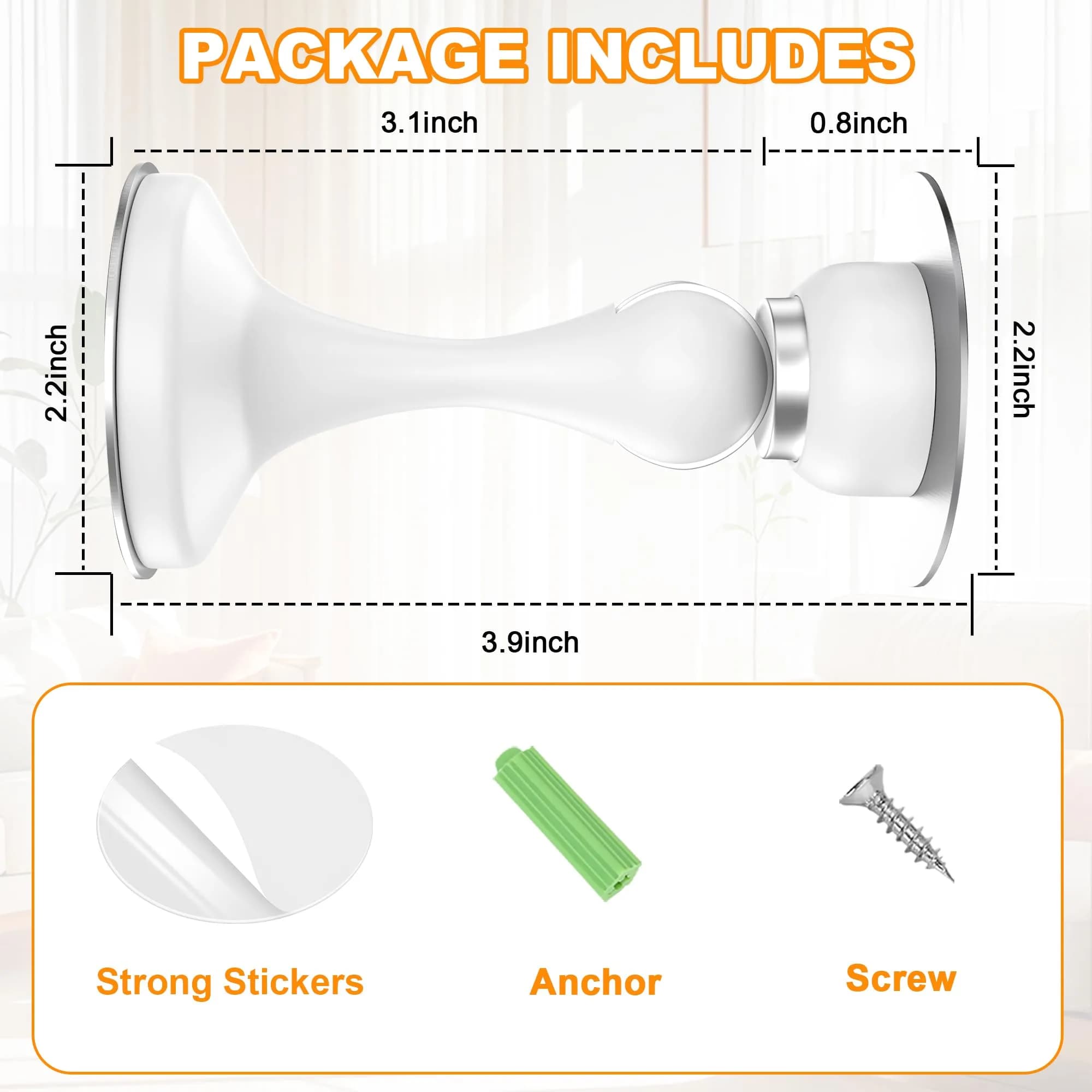 Crosize Magnetic Door Stoppers 8 Pack White | Strong Magnetism for Wall & Floor Mounting - view 5