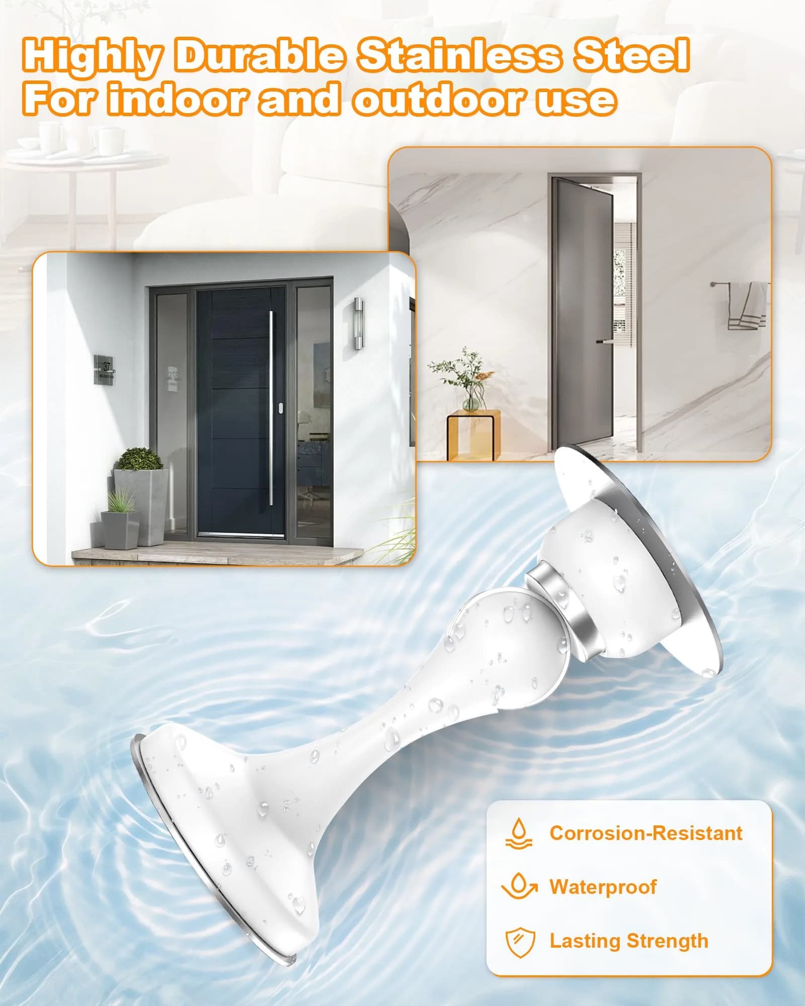 Crosize Magnetic Door Stoppers 8 Pack White | Strong Magnetism for Wall & Floor Mounting - view 6