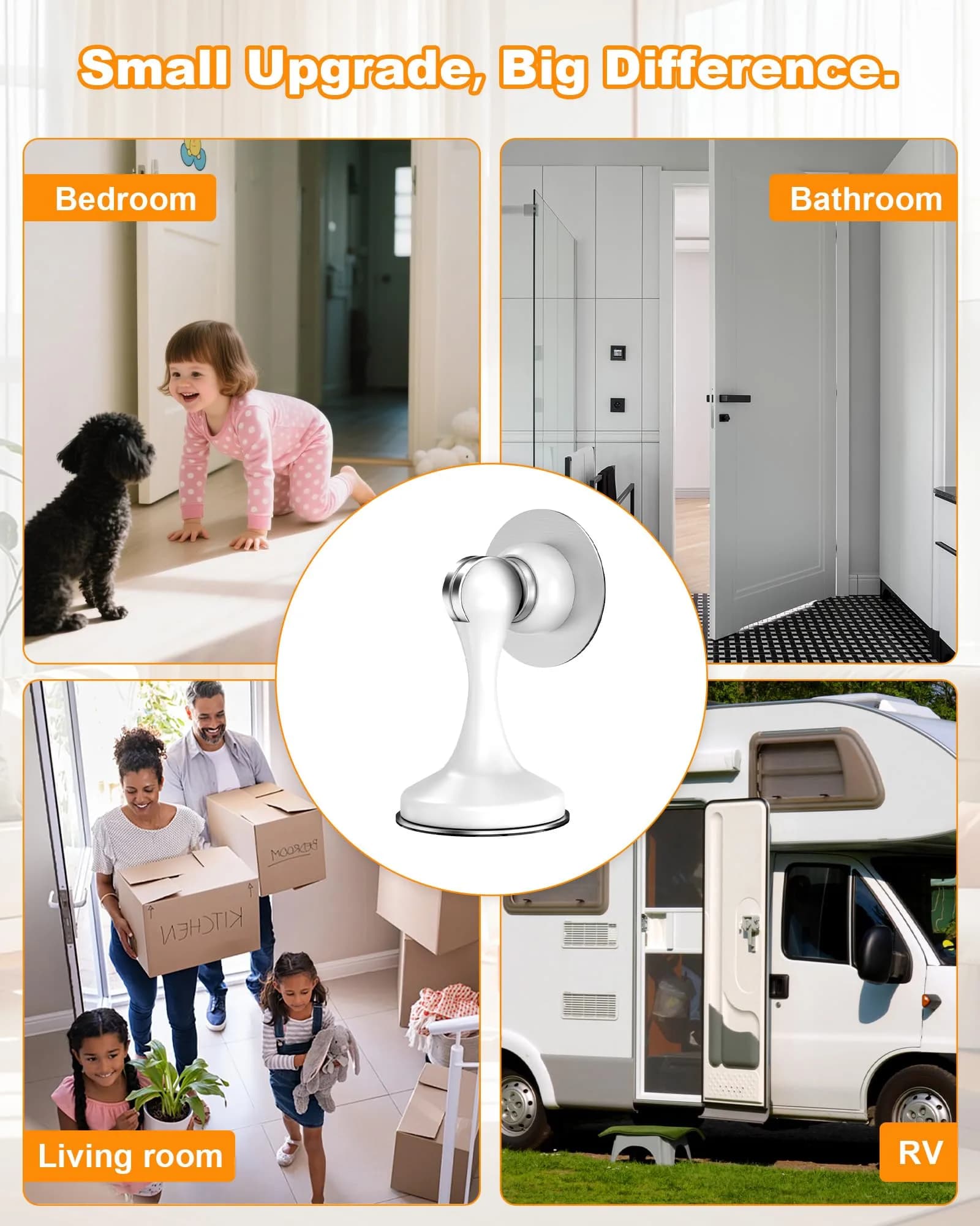 Crosize Magnetic Door Stoppers 8 Pack White | Strong Magnetism for Wall & Floor Mounting - view 7