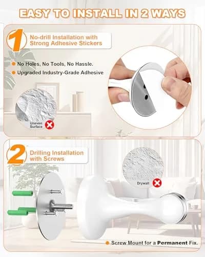 Crosize Magnetic Door Stoppers 8 Pack, Stainless Steel Door Stops, White | Strong Magnetism for Heavy Doors thumbnail 3