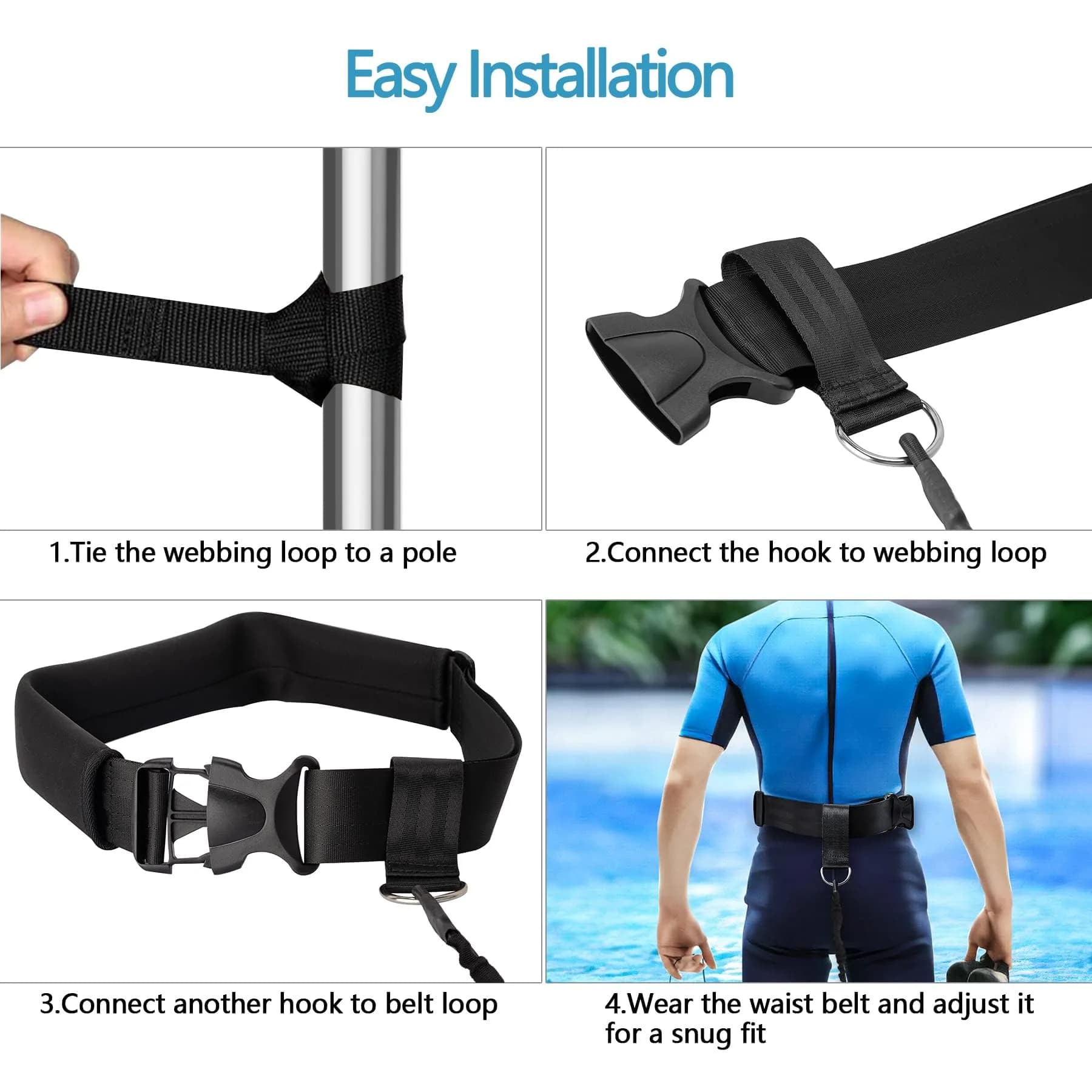 Hikeen Swimming Training Belt 2-Pack | Stationary Swim Harness with 4M Tether for Endless Pools - view 4