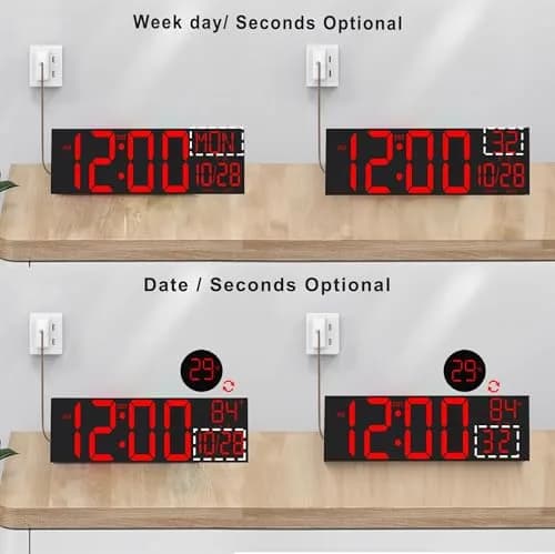 JALL 30" Oversize Digital Wall Clock | Extra Large LED Display with Remote, Jumbo Numbers for Living Room & Church thumbnail 3