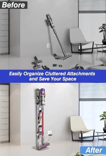 Haturi Metal Vacuum Stand for Dyson Cordless Vacuums | Heavy-Duty Organizer with 4 Hooks thumbnail 6