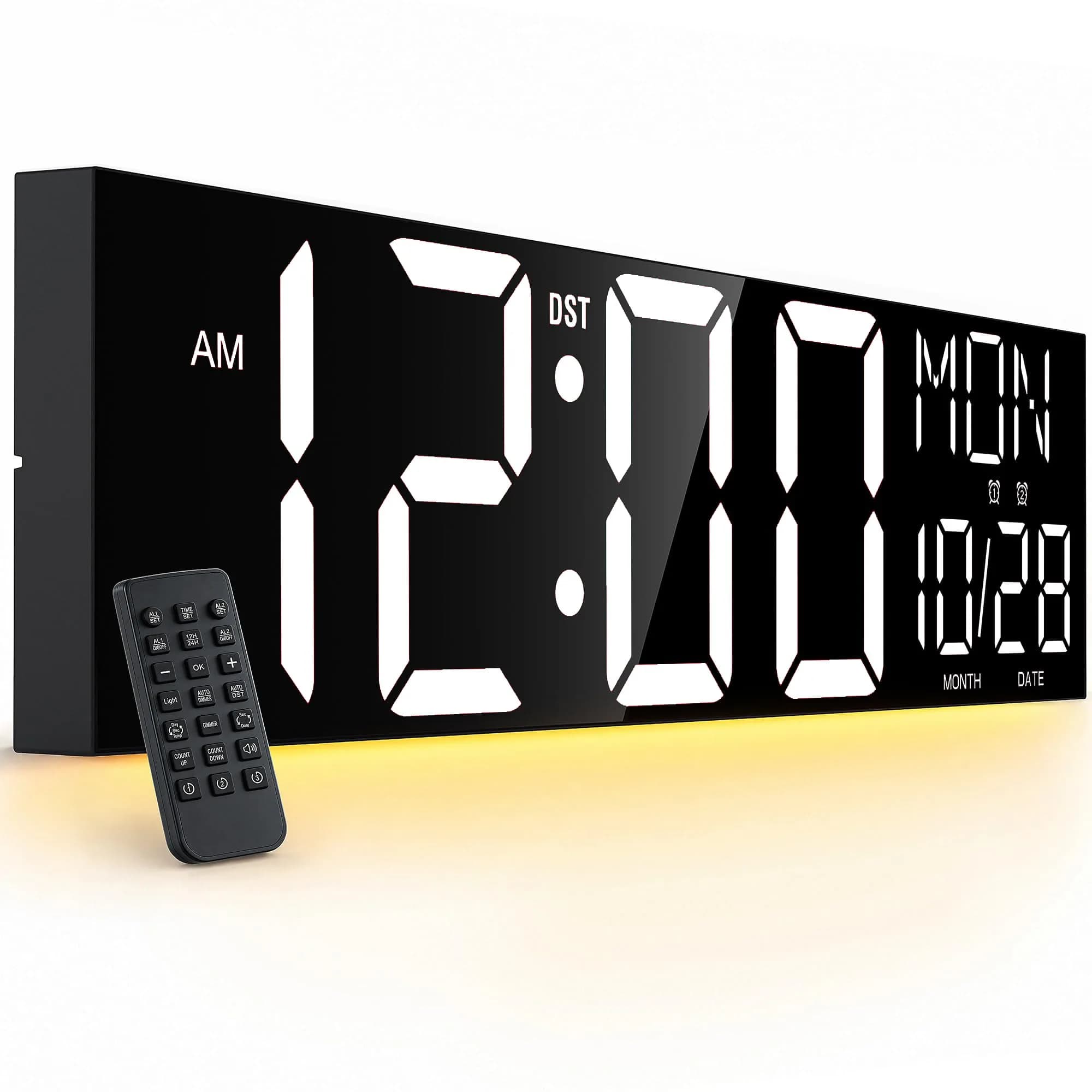 JALL 30-inch White Extra Large Digital Wall Clock with Jumbo LED Display and Remote Control - main product image