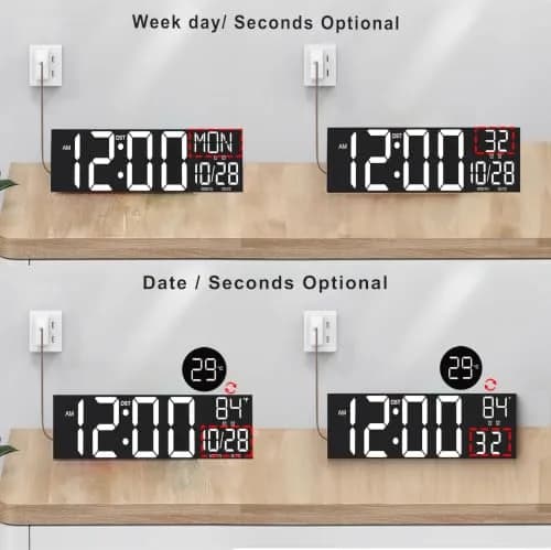 JALL 30" Extra Large Digital Wall Clock with Jumbo LED Numbers | Remote Control & Auto Brightness thumbnail 3