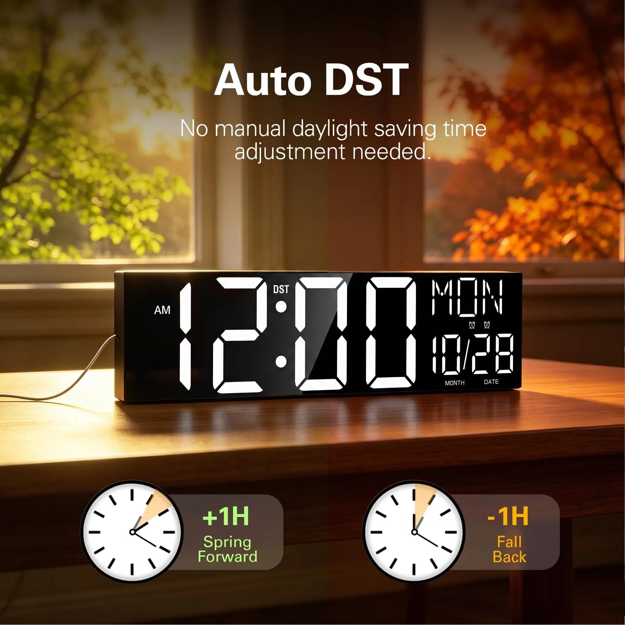 JALL 30-inch White Extra Large Digital Wall Clock with Jumbo LED Display and Remote Control - view 4