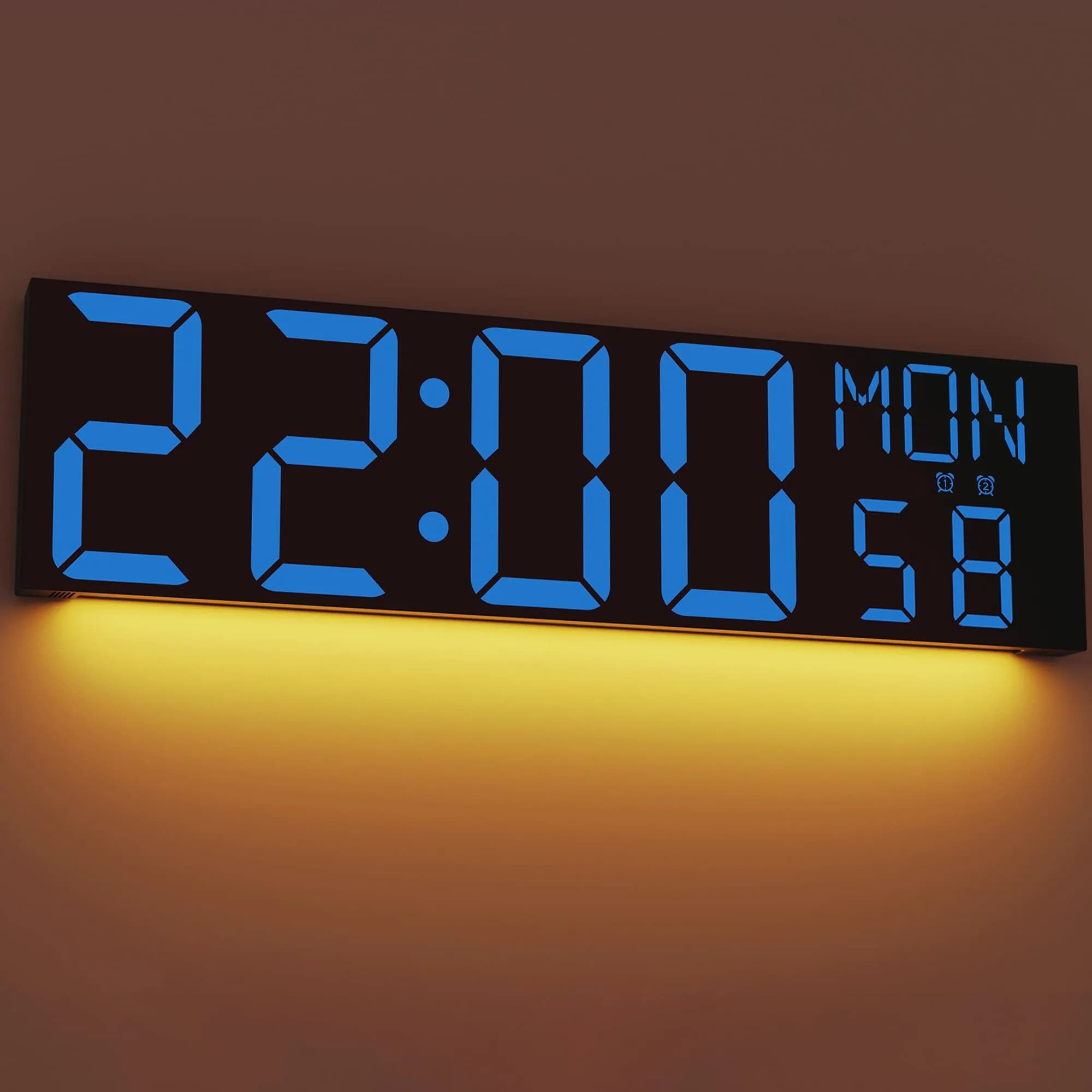 JALL 30-inch Extra Large Digital Wall Clock Blue | Jumbo LED Display with Remote Control & Auto Brightness