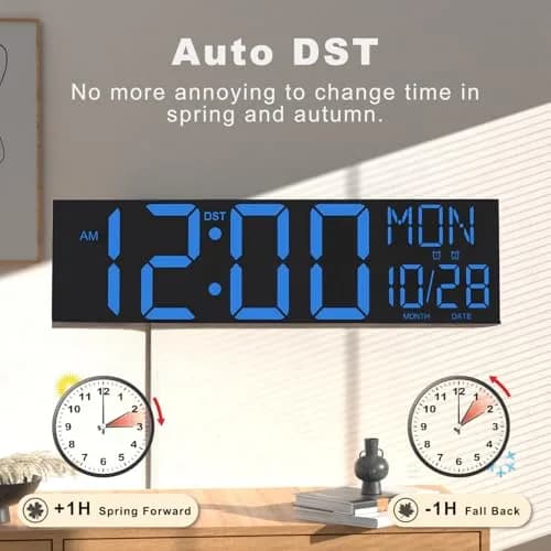 JALL 30-inch Extra Large Digital Wall Clock Blue | Jumbo LED Display with Remote Control & Auto Brightness thumbnail 5