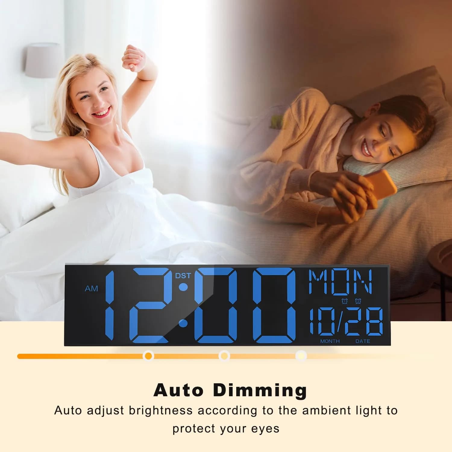 JALL 30-inch Extra Large Digital Wall Clock Blue | Jumbo LED Display with Remote Control & Auto Brightness - view 6
