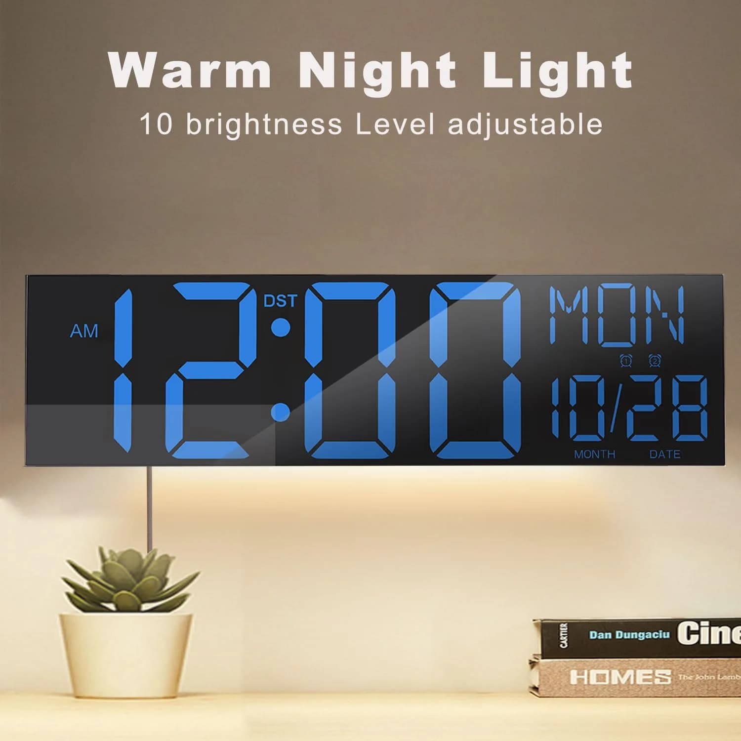 JALL 30-inch Extra Large Digital Wall Clock Blue | Jumbo LED Display with Remote Control & Auto Brightness - view 8