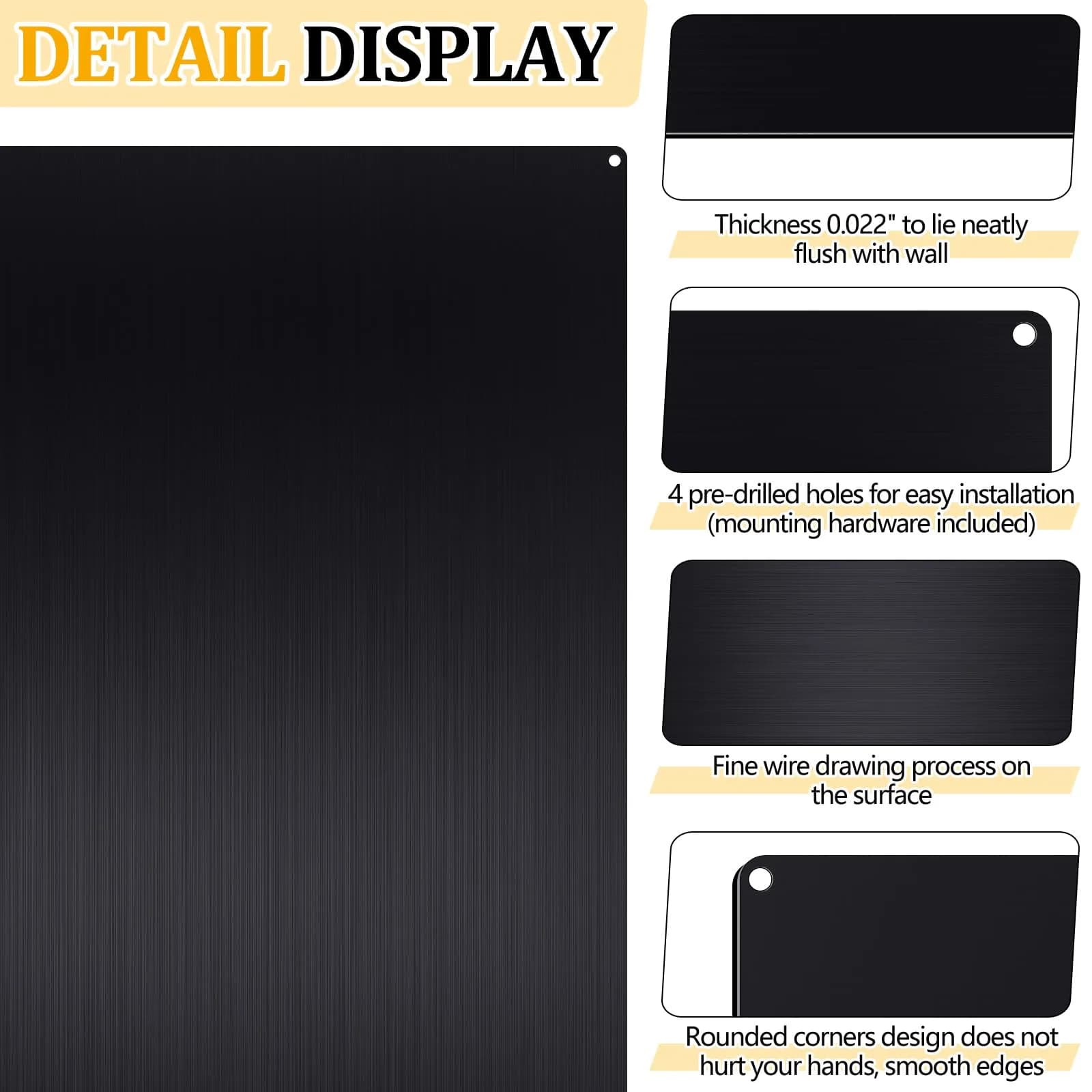 Yaocom Stainless Steel Range Hood Backsplash Black 24x36 Inch | USA Imported Kitchen Wall Protection - view 3
