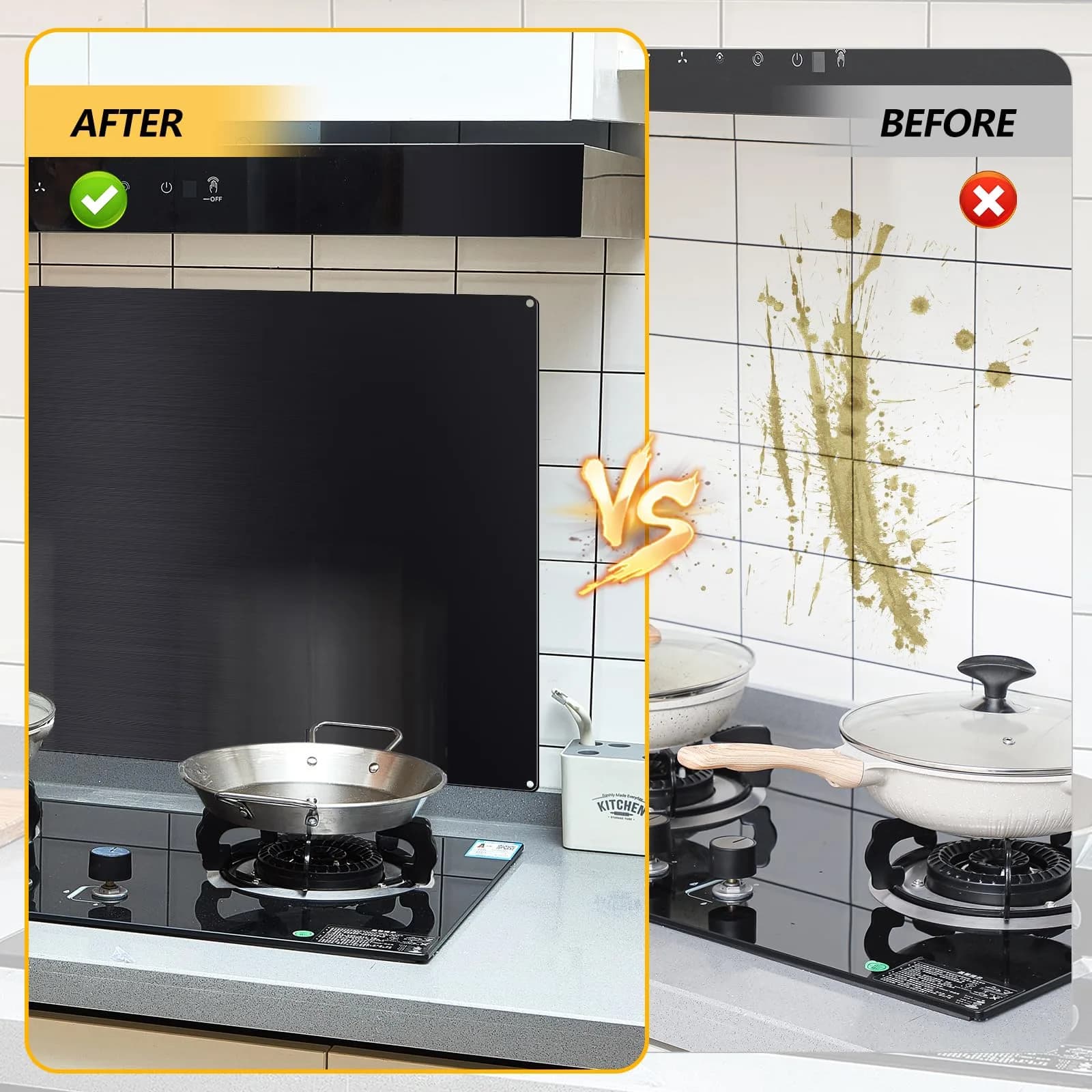 Yaocom Stainless Steel Range Hood Backsplash Black 24x36 Inch | USA Imported Kitchen Wall Protection - view 4