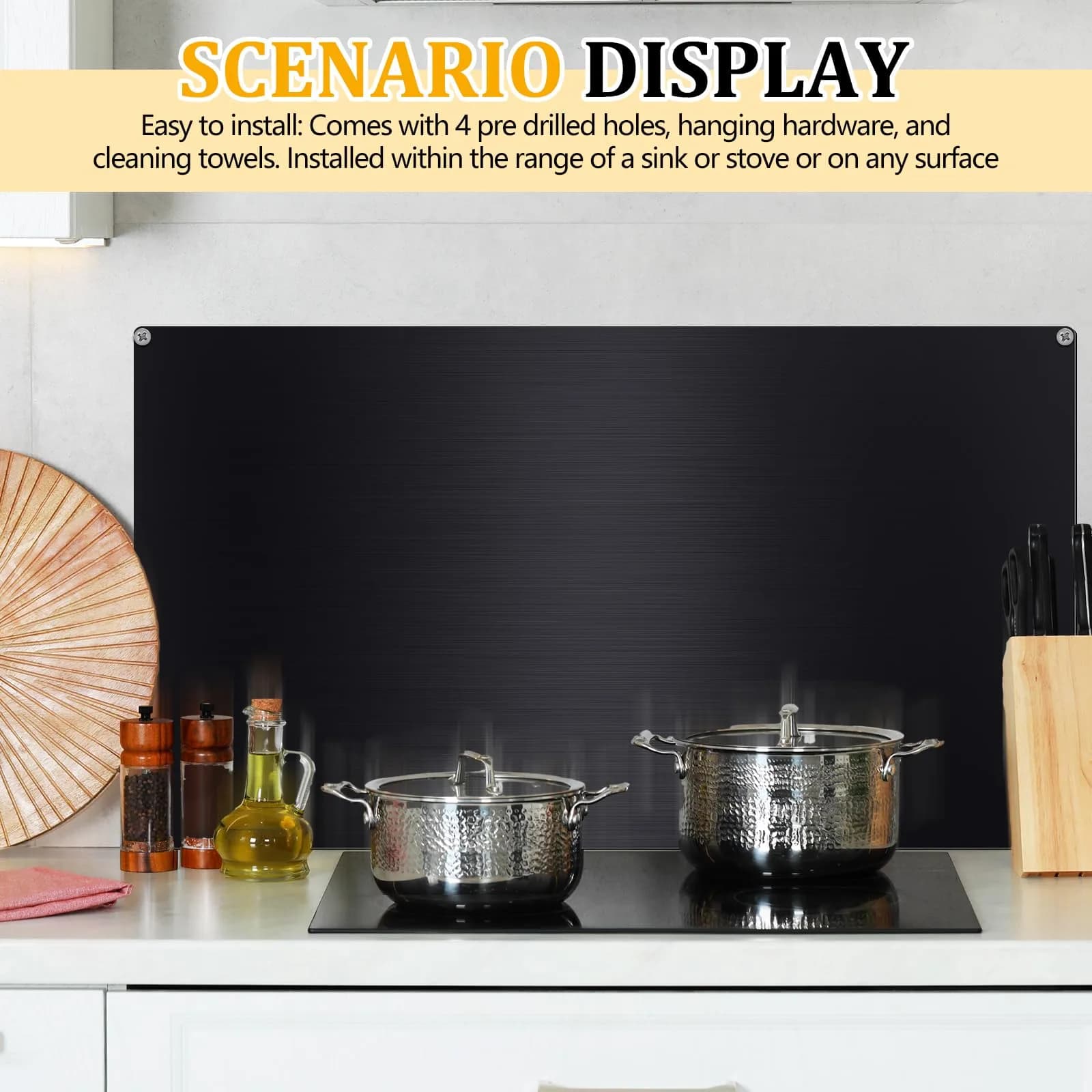 Yaocom Stainless Steel Range Hood Backsplash Black 24x36 Inch | USA Imported Kitchen Wall Protection - view 5