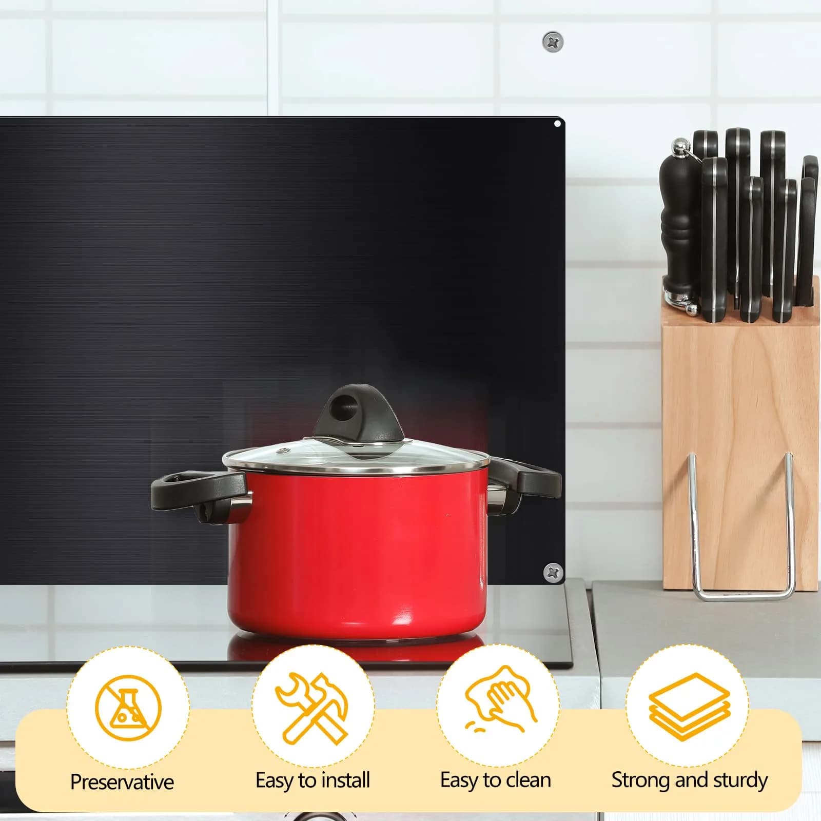 Yaocom Stainless Steel Range Hood Backsplash Black 24x36 Inch | USA Imported Kitchen Wall Protection - view 6