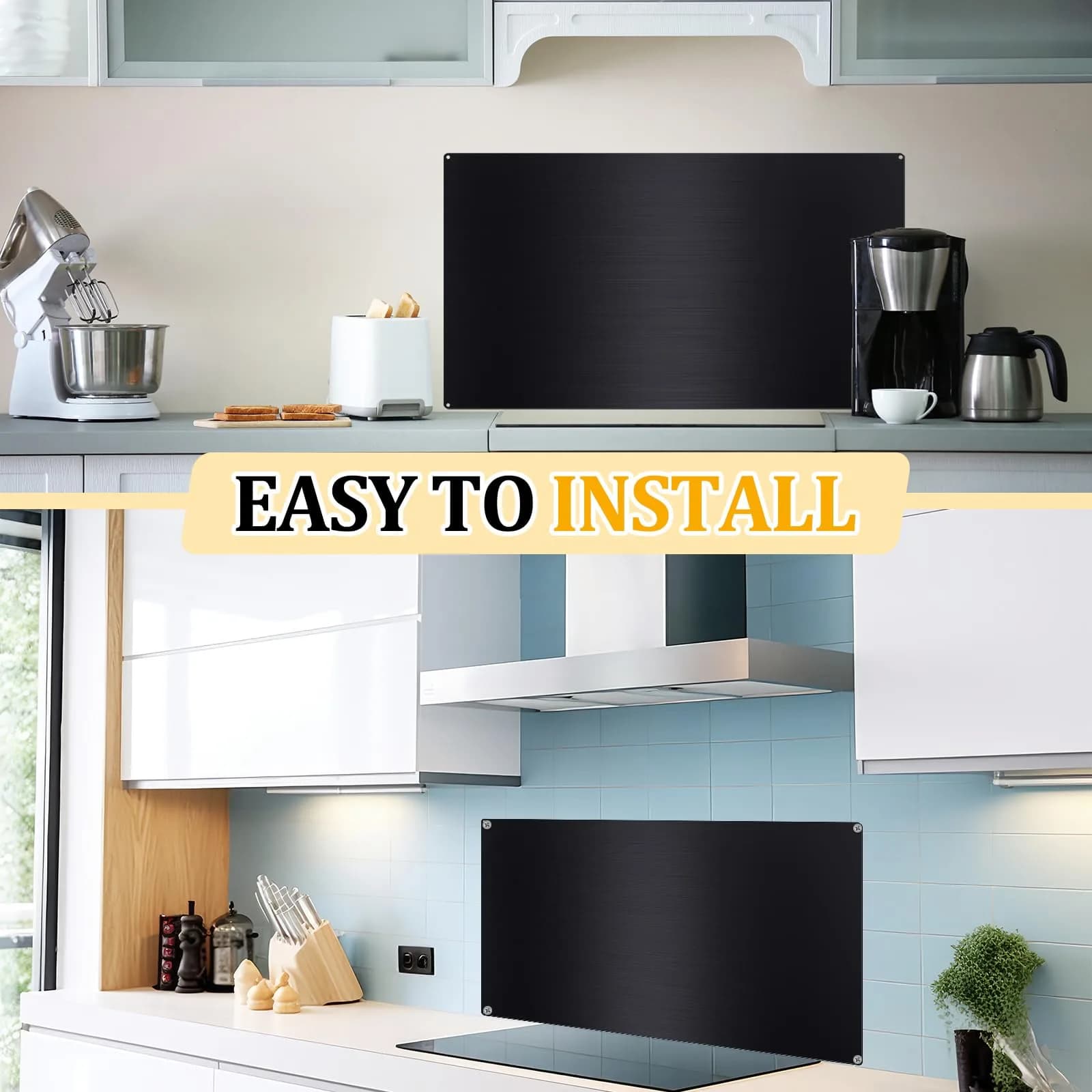 Yaocom Stainless Steel Range Hood Backsplash Black 24x36 Inch | USA Imported Kitchen Wall Protection - view 7