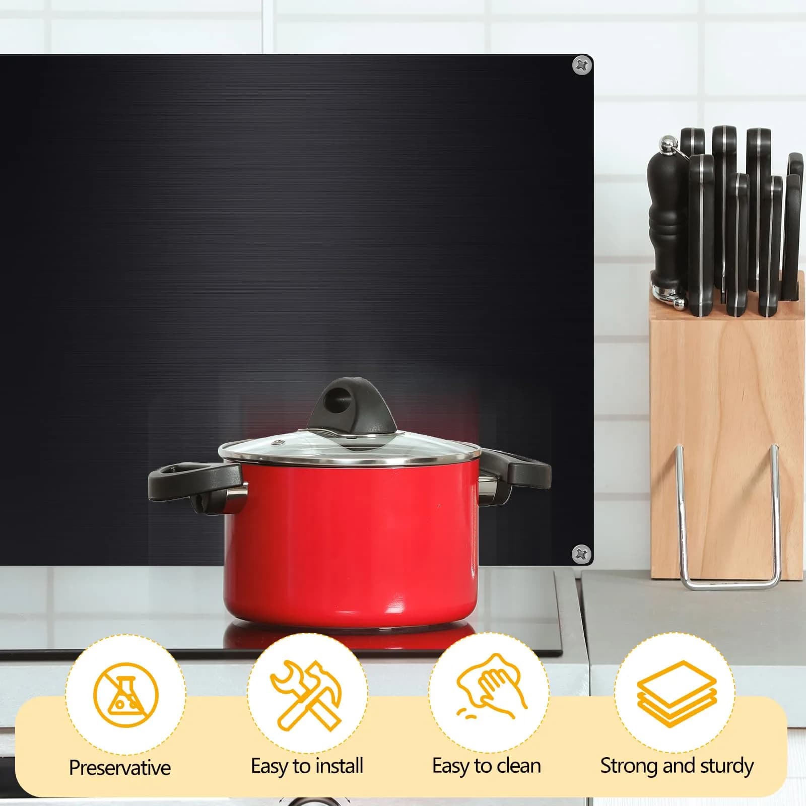 Yaocom Stainless Steel Backsplash for Stove, Black (24x30 Inch) | Protects Walls from Splatter - view 6