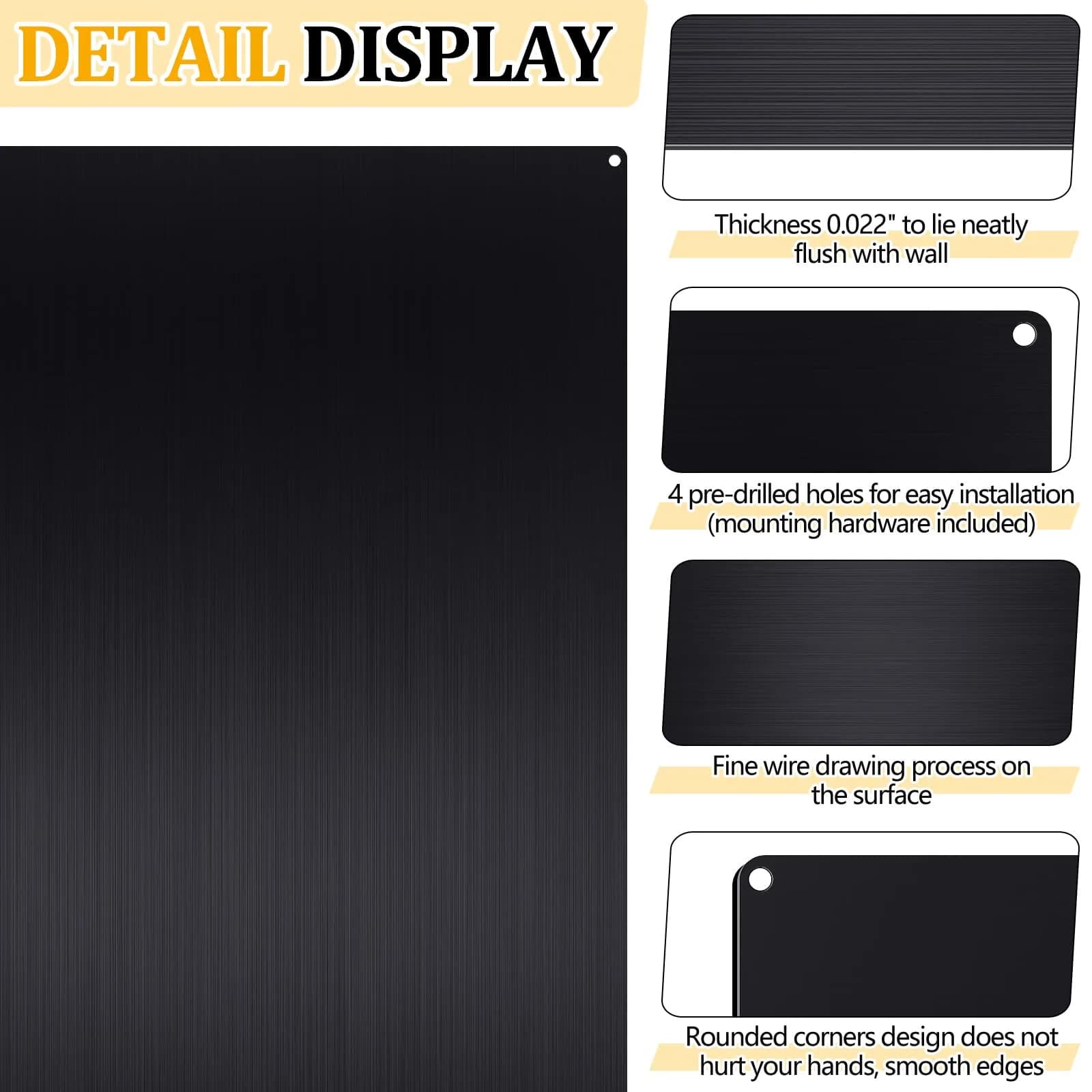 Yaocom Stainless Steel Backsplash for Stove, 30x36 Inch Black Metal Wall Panels with Screws and Hanging Towel, Heat Resistant Kitchen Splatter Guard - view 3