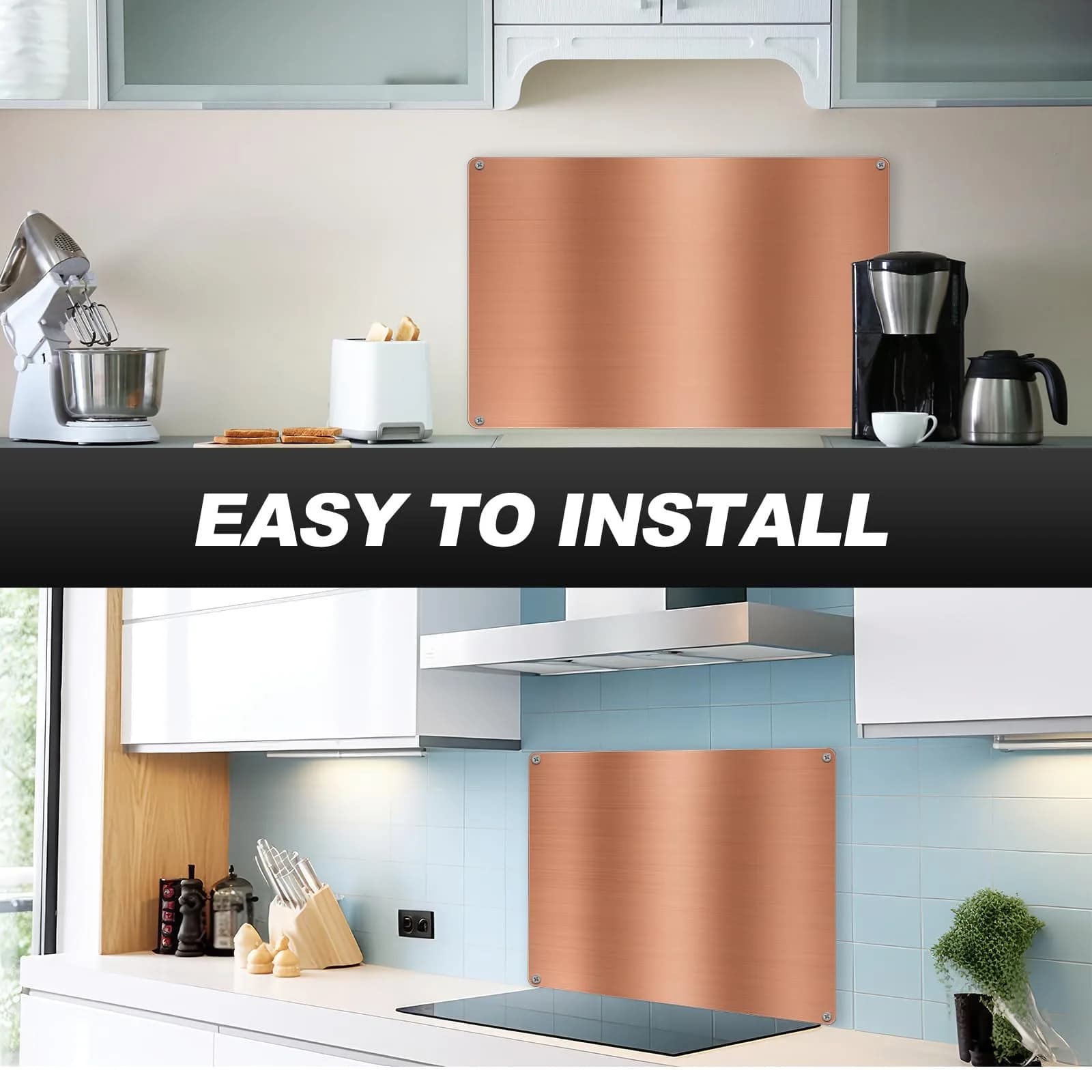 Yaocom Copper Finish Stainless Steel Kitchen Backsplash - 24x30 Inch Wall Panel - view 6