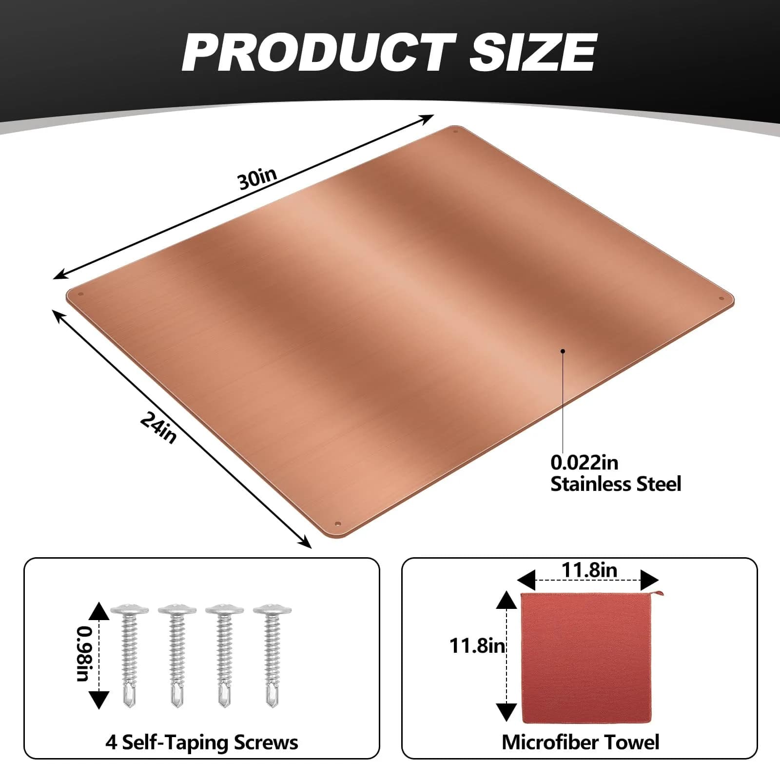 Yaocom Copper Finish Stainless Steel Kitchen Backsplash - 24x30 Inch Wall Panel - view 2