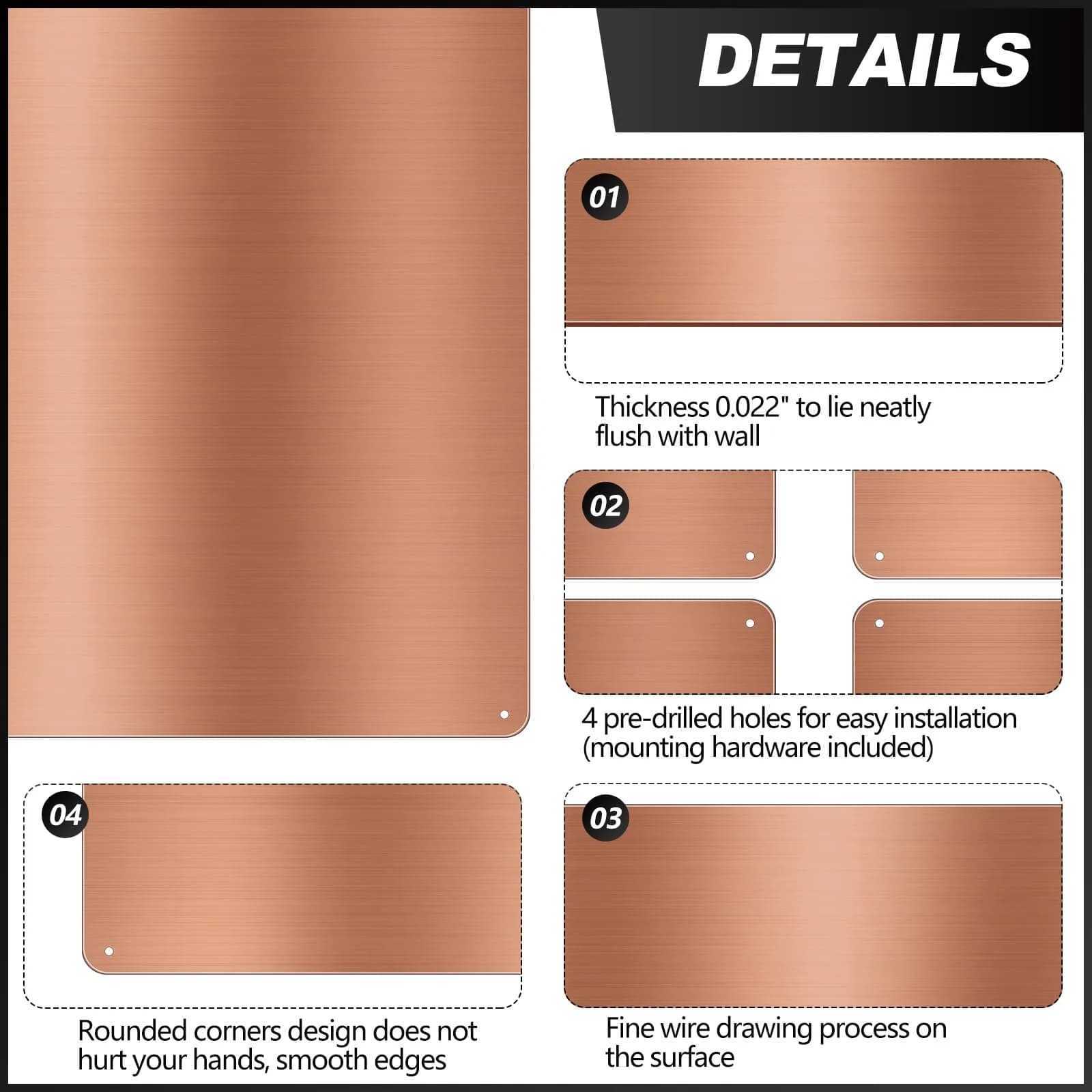 Yaocom Copper Finish Stainless Steel Kitchen Backsplash - 24x30 Inch Wall Panel - view 3