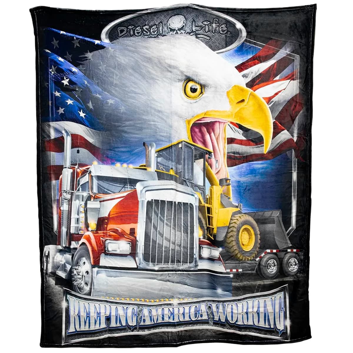 Diesel Life Keep America Working Throw Blanket 50x60 | Cozy, Vibrant & Lightweight — Multicolor