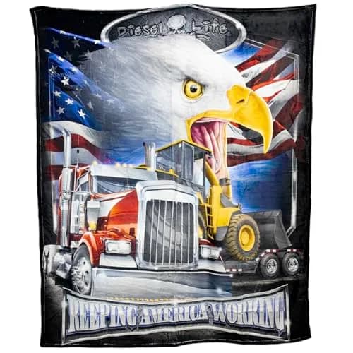Diesel Life Keep America Working Throw Blanket 50x60 | Cozy, Vibrant & Lightweight thumbnail 1