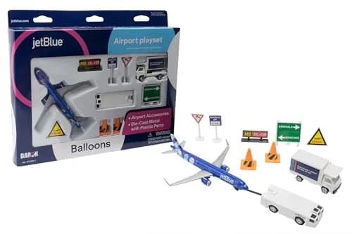 Daron jetBlue A321 Balloons Airport Playset Die-Cast Toy Ages 3+ | Authentic Airport Adventure with Die-Cast Metal thumbnail 1