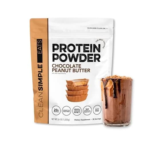 Clean Simple Eats Whey Protein Powder, Chocolate Peanut Butter | 30 Servings, 20g Protein, Gluten-Free thumbnail 1