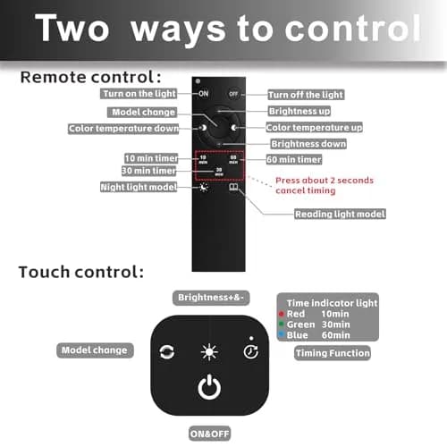 SLDRZN LED Desk Lamp for Home Office | Eye Caring 24W, 2000LM, Touch & Remote Control, Timer, Memory, Clamp, Black thumbnail 5