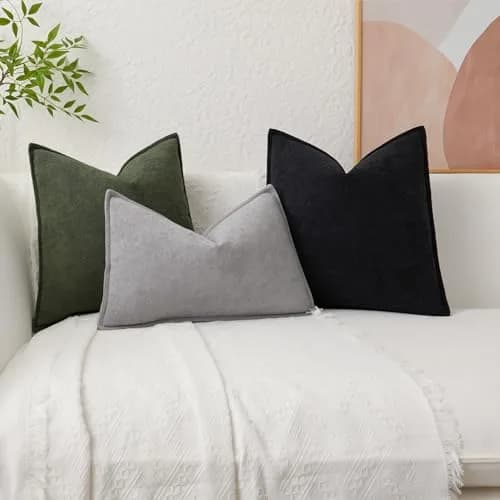 K KEVIN TEXTILE Moss Green 20x20 Inch (50.8x50.8 cm) 2-Pack Waterproof Boucle Pillow Covers | Modern Farmhouse Accent thumbnail 5