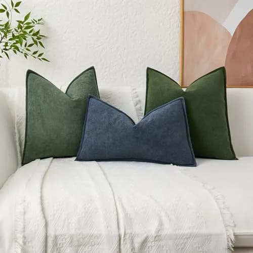 K KEVIN TEXTILE Moss Green 20x20 Inch (50.8x50.8 cm) 2-Pack Waterproof Boucle Pillow Covers | Modern Farmhouse Accent thumbnail 6