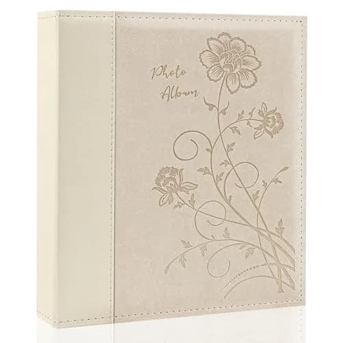 Miaikoe 8x10 Photo Album Clear Pockets Leather Cover Holds 50 Vertical Photos | Classic Beige Wedding Album thumbnail 1