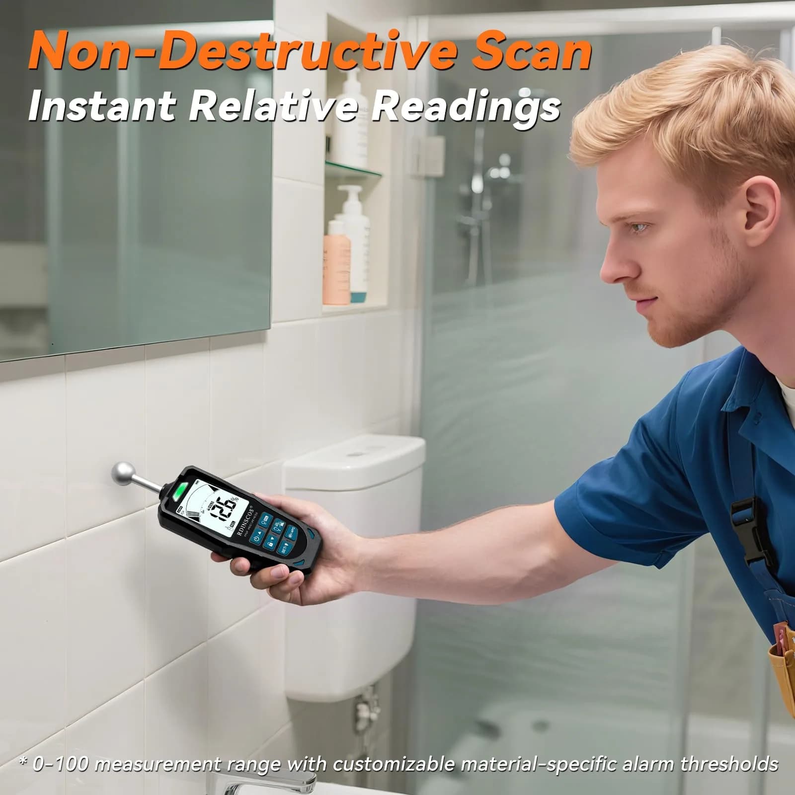 RDINSCOS Pinless Moisture Meter for Walls & Floors - Black Base | 19mm Deep Detection - view 4