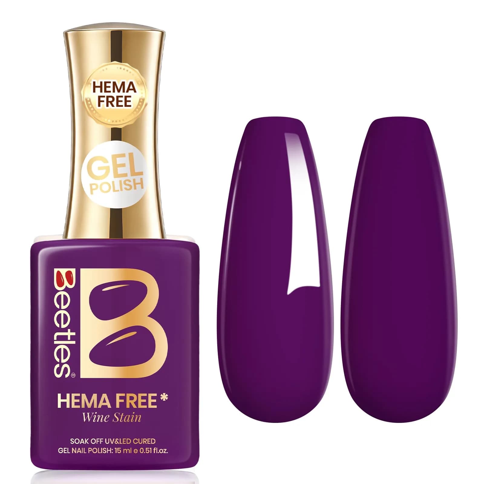 beetles Gel Polish Wine Stain Dark Purple Gel Nail Polish 7.4ml (0.25 Fl Oz) | HEMA-Free, Long-Lasting, Glossy Finish - main product image