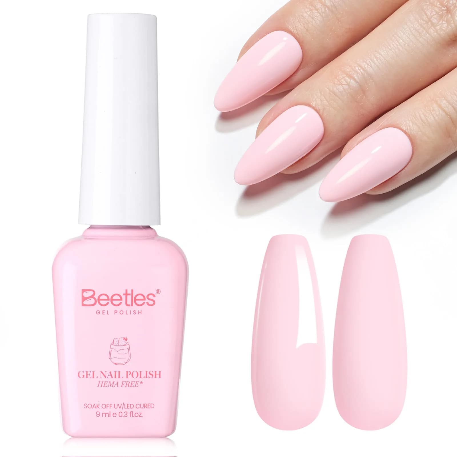 beetles Gel Polish Strawberry Milk Light Pink | Long-Lasting, Gentle, 28 Days Shine